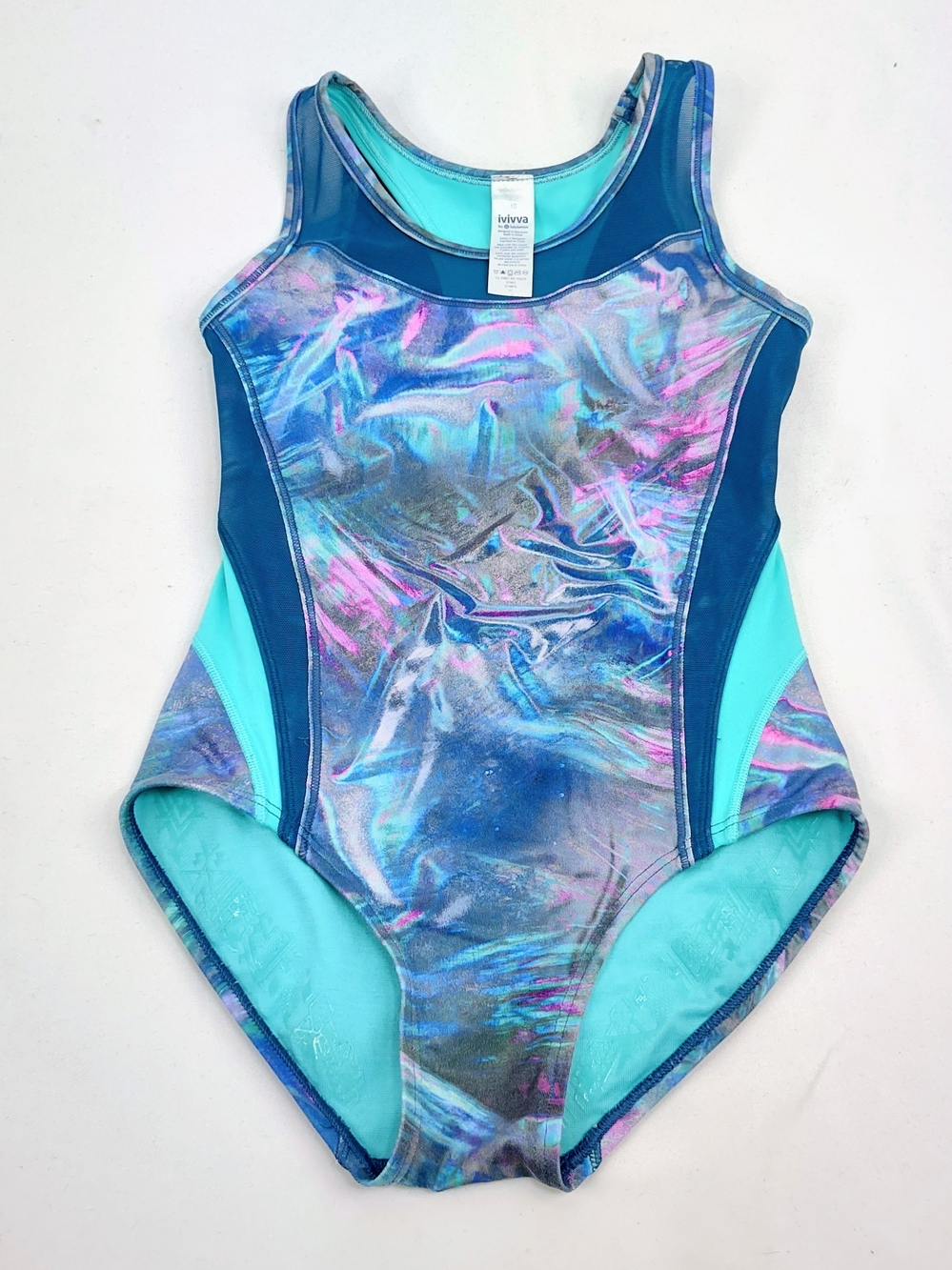 Ivivva Girls'  Aqua Abstract Patterned One-Piece Swimsuit